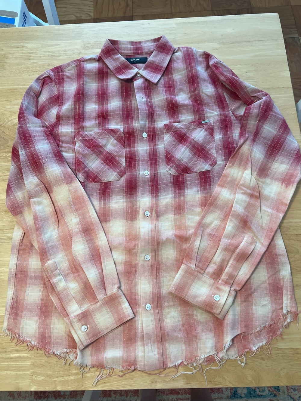 Amiri: Plaid raw-edge button down shirt